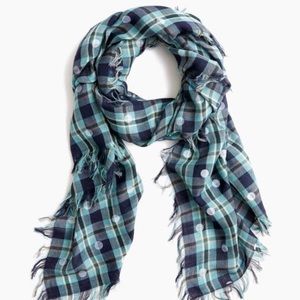 JCREW wool/cotton polka dot scarf